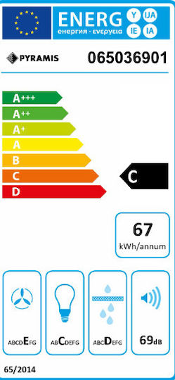 Pyramis Power NT Freistehender Dunstabzug 70cm Weiß
