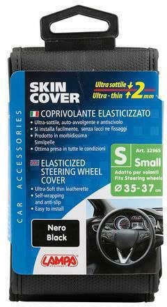 Lampa Car Steering Wheel Cover Skin-Cover Elasticized with Diameter 35-37cm made of Leatherette Black with Red Stitching
