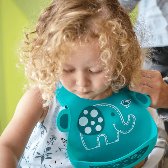 Marcus & Marcus Baby & Kids Feeding Set Elephant Made of Silicone Green 3 Pieces for 6+ Months