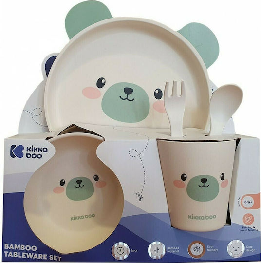 Kikka Boo Feeding Set Bear With Me made of Bamboo Blue 5pcs