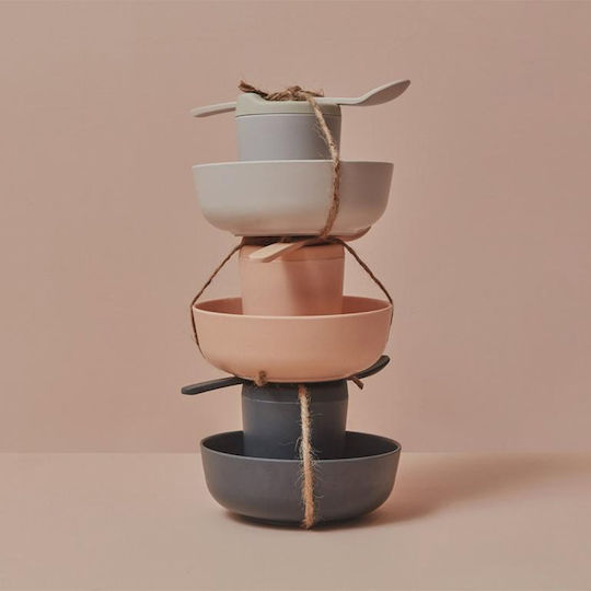 Ekobo Σετ Φαγητού Yummy Mini από Bamboo με Αντιολισθητική Βάση Λευκό 3τμχ