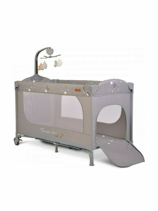 Cangaroo Once Upon A Time Playpen 2 Levels with Mattress Gray 125x62cm