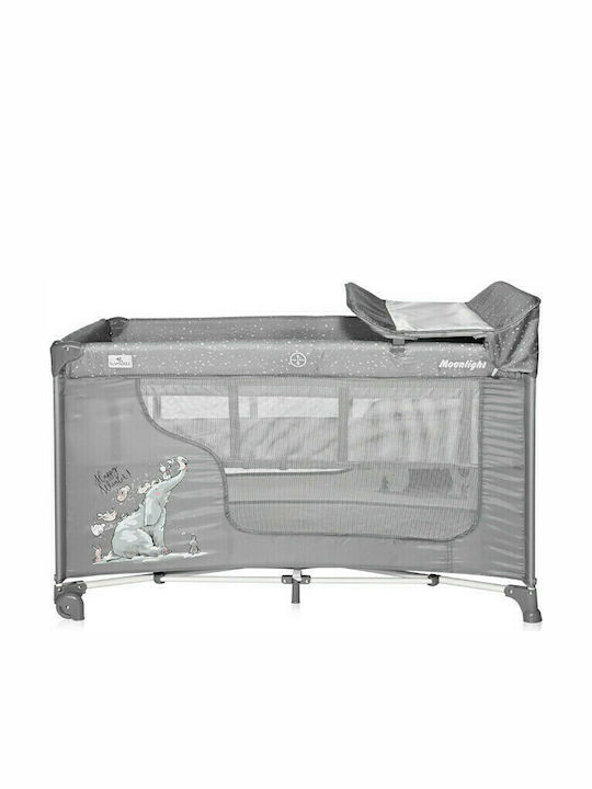Lorelli Moonlight Rocker Playpen 2 Levels with Changing Table & Mattress Grey Fun 126x70cm