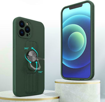 Hurtel Ring Silicone Back Cover Dark Green (iPhone 12 / 12 Pro)