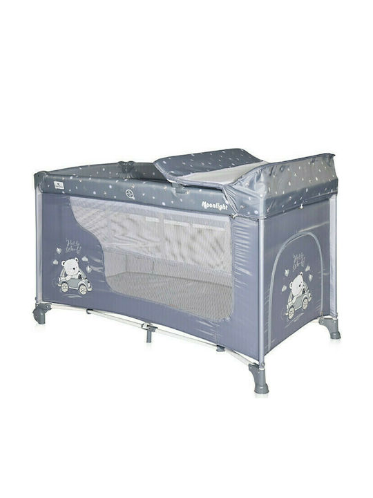 Lorelli Moonlight Rocker Playpen 2 Levels with Changing Table & Mattress Silver Blue 126x70cm