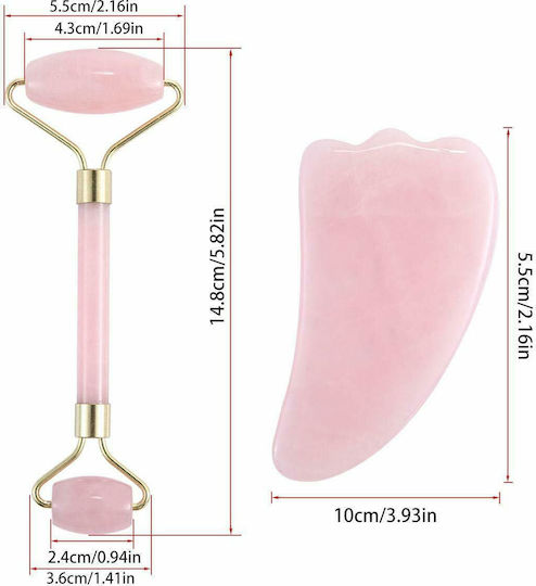 Garden Face Roller & Gua Sha Tool Made of Jade 2pcs