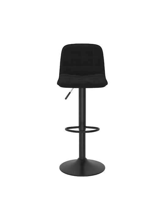 Stool Bar with Back & Adjustable Height Black Velvet-Black Metal 42.5x45x84-105cm