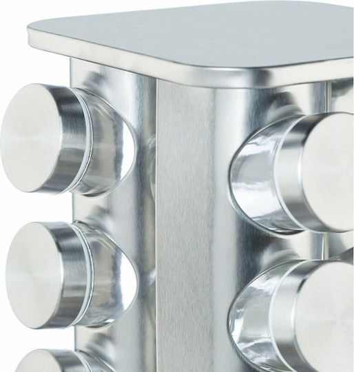 Relaxdays Inox Tabletop Rotating Spice Rack Silver 16pcs