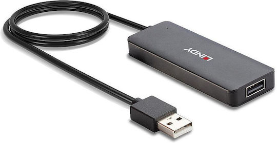Lindy USB-Hub 4 Anschlüsse USB 2.0 mit USB-A Anschluss Grau