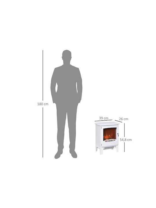 HomCom De podea Șemineu electric 1800W 39x54.8cm Alb