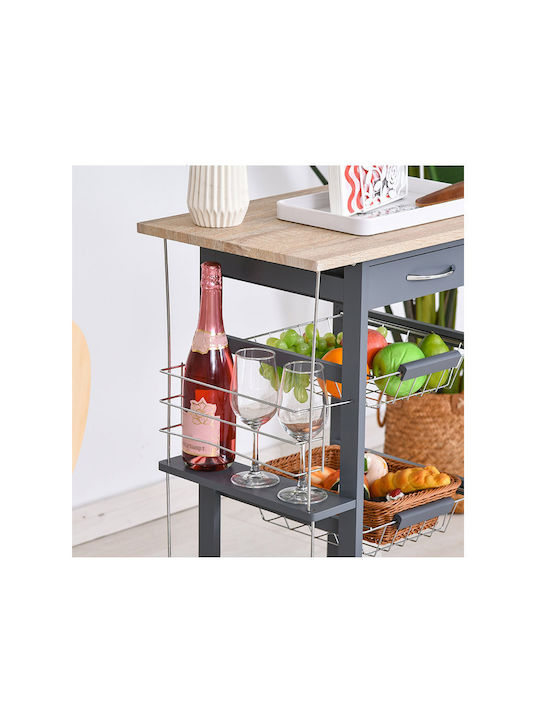 HomCom Wooden Kitchen Trolley 6 Tiers Gray 47x37x83cm