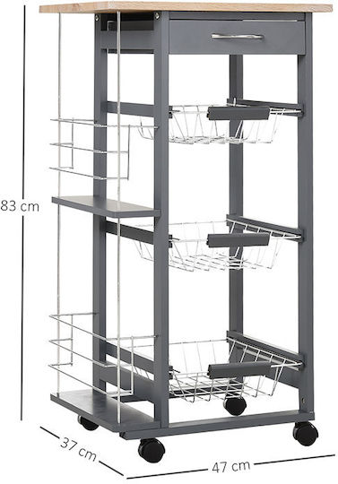 HomCom HomCom Küchenwagen Hölzernes 6 Ebenen Graue 47x37x83cm