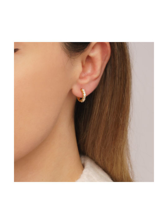 Excite-Fashion Silver Series Earrings Hoops made of Silver Gold Plated with Stones