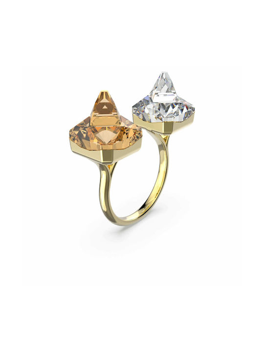 Swarovski Women's Gold Plated Ring Chroma Double with Stone