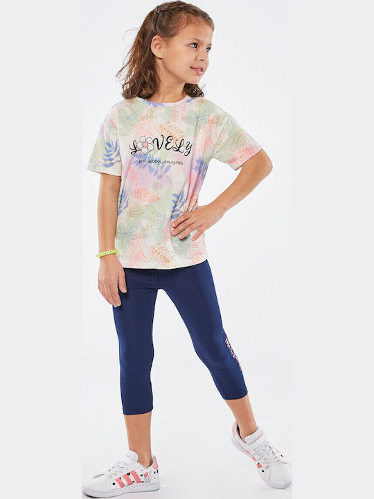 Kids' Set with Leggings Summer 2pcs Navy Blue