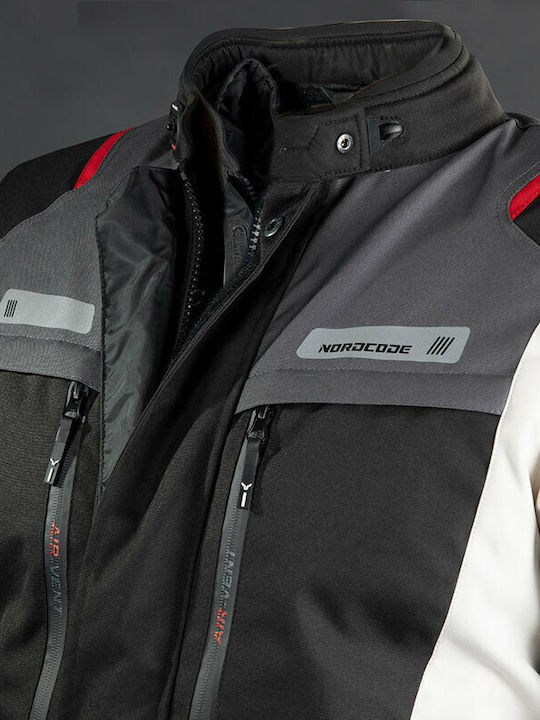 Nordcode Rhyno Oversize Мъжко Мотоциклетно яке Водоустойчив Черно/сиво