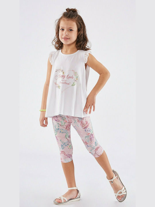 Εβίτα Kids Set with Leggings Summer 2pcs White