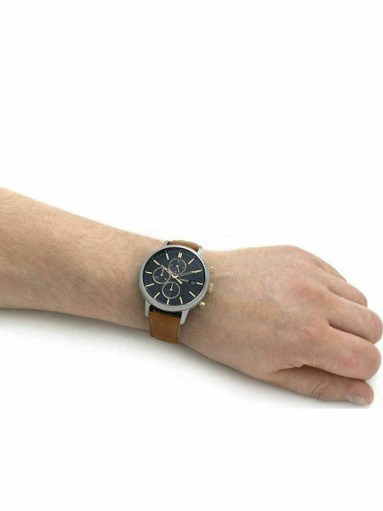 Timex Chicago Men's Watch 45mm Chronograph Battery with Brown Leather Strap