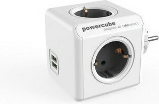 Allocacoc PowerCube 4 Positions with 2 USB-A and 1 USB-C Gray