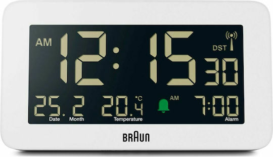 Braun BC10 DCF-W Επιτραπέζιο Ψηφιακό Ρολόι με Ξυπνητήρι & Ραδιόφωνο Λευκό 67603
