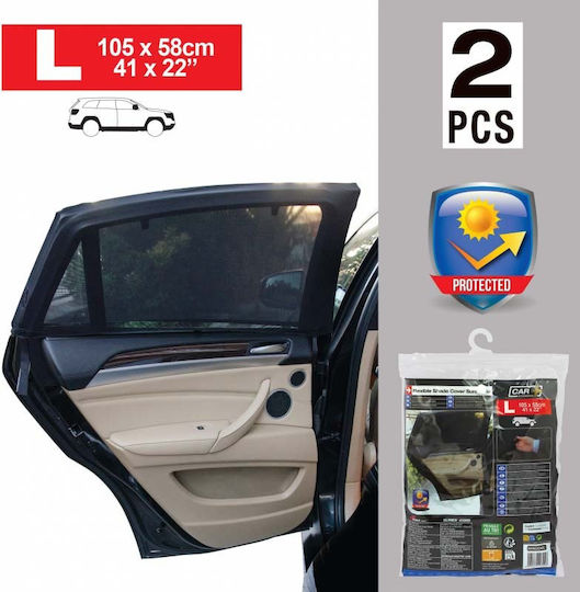 Car+ Πλαϊνά Σκίαστρα Αυτοκινήτου Φιμέ Μαύρο 105x56εκ. 2τμχ