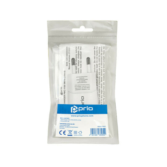 Prio Charger Without Cable with USB-A Port 5W Whites (PWC-1106)