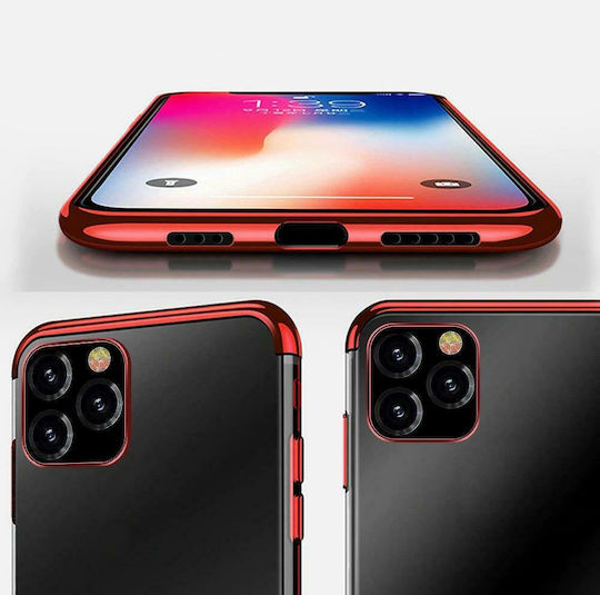 Hurtel Electroplating Frame Umschlag Rückseite Silikon 0.3mm Rot (Galaxy S21 Ultra 5G)