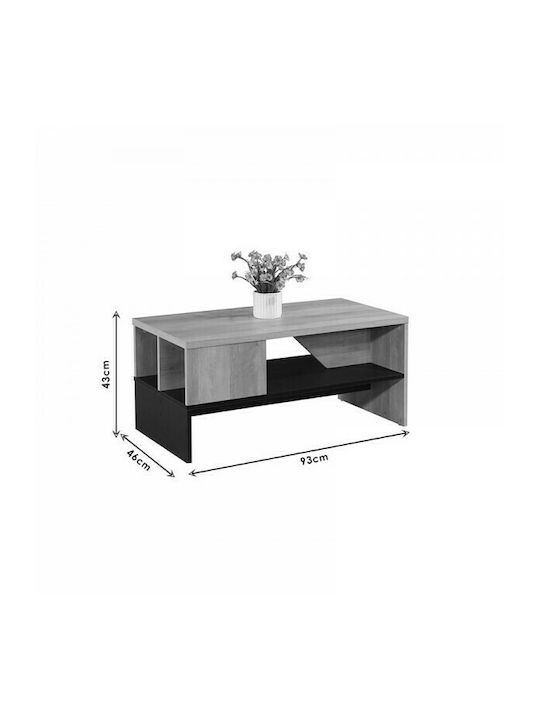 Rectangular Central Coffee Table Naya Wooden Natural / Anthracite W93xL46xH43cm