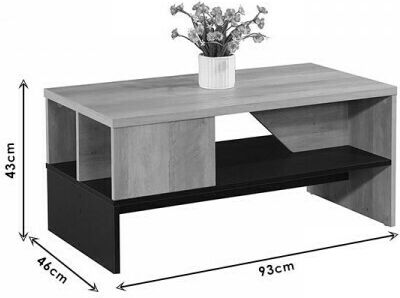 Rectangular Central Coffee Table Naya Wooden Natural / Anthracite W93xL46xH43cm