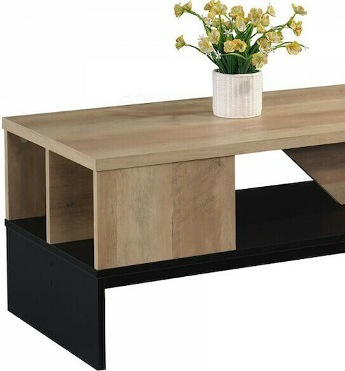 Rectangular Central Coffee Table Naya Wooden Natural / Anthracite W93xL46xH43cm