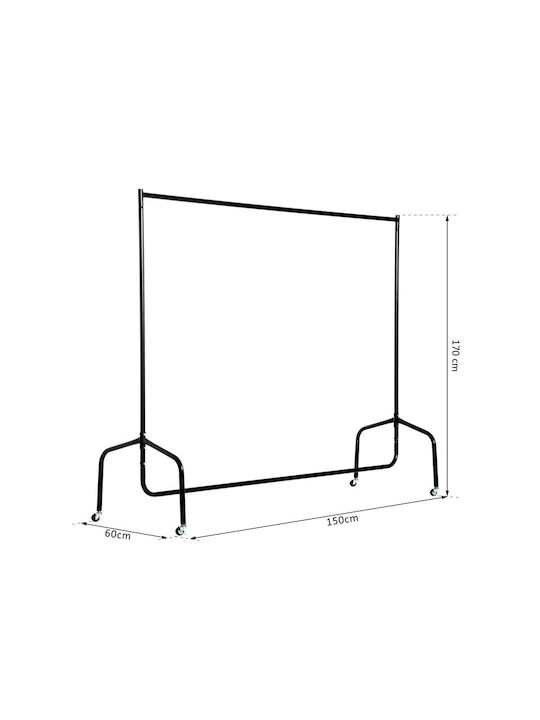 HomCom Wheeled Floor Garment Rack made of Metal Black 150x60x170cm
