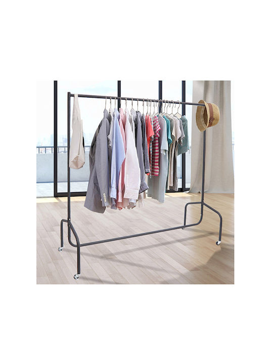 HomCom Wheeled Floor Garment Rack made of Metal Black 150x60x170cm