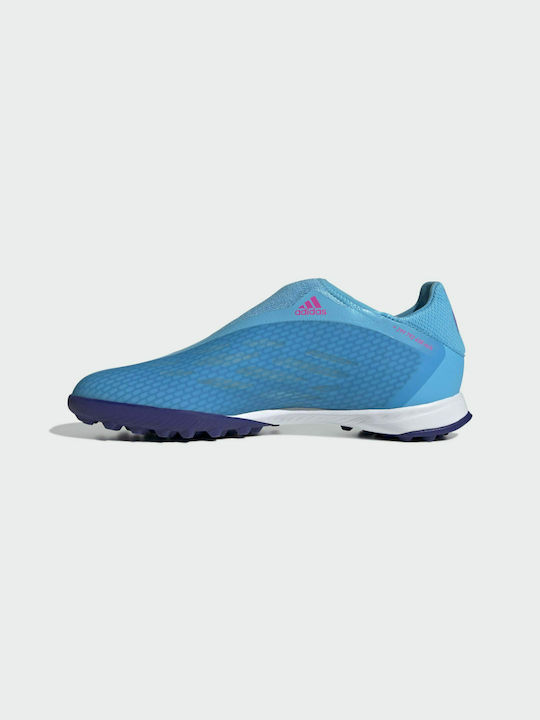 adidas X Speedflow.3 Laceless Turf TF Low Football Shoes with Molded Cleats Sky Rush / Team Shock Pink / Cloud White