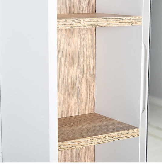 HomCom Правоъгълена Банско Огледало от MDF с Рафт & Шкаф 60x14.5см Бял