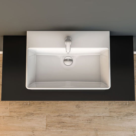 Serel Tetra Aufgesetztes Waschbecken Porzellan 60x42x16.5cm Weiß