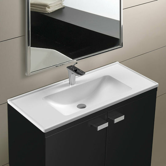 Serel Slim Wall Mounted Wall-mounted Sink Porcelain 120x46x16.5cm White