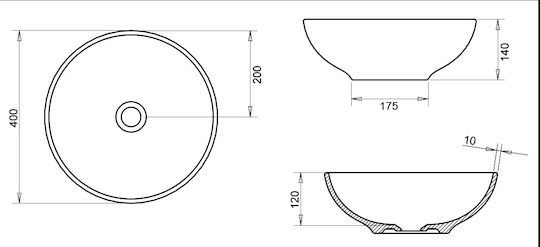 Tema Επικαθήμενος Νιπτήρας Πορσελάνης 40x40x14cm White Glossy
