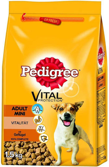 Pedigree Vital Protection 1.5kg Dry Food for Adult Small Breed Dogs with Rice, Calf and Vegetables