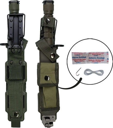 Mil-Tec M9 Bayonet Survival Knife Khaki in Sheath