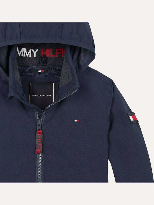 Essential Kids Casual Short Windproof Jacket with Hood Navy Blue