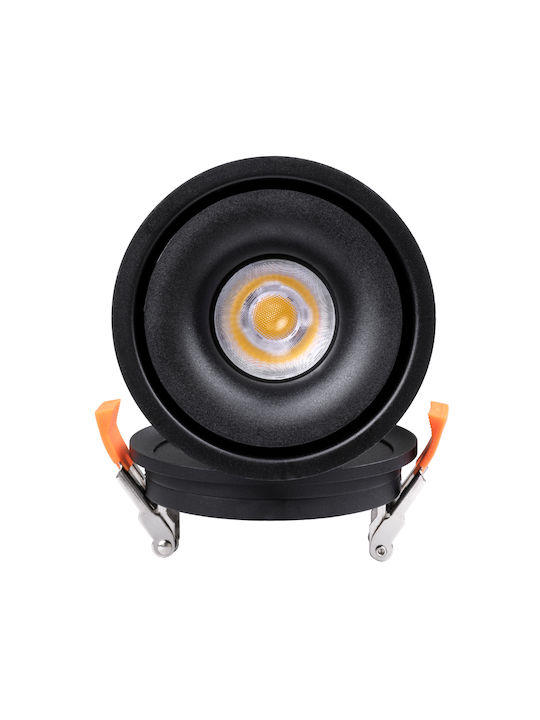 GloboStar Omega Round Metallic Recessed Spot with Integrated LED and Natural White Light Black 10x10cm. 1pcs