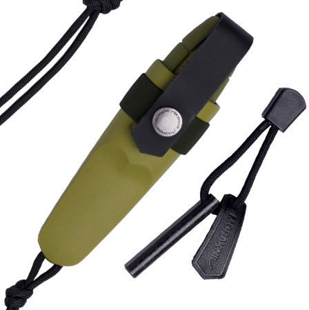 Morakniv Eldris mit Feuer-Set Überlebensmesser Grün in Scheide