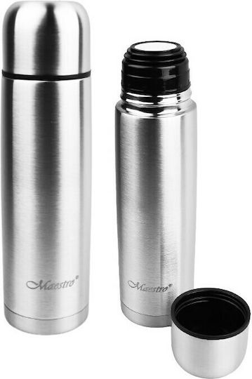 Maestro MR-1633 Μπουκάλι Θερμός Ανοξείδωτο 750ml Ασημί με Καπάκι-Κύπελλο