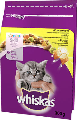 Whiskas Junior Hrană Uscată fără Gluten pentru Pisici Tinere cu Pui 0.3kg