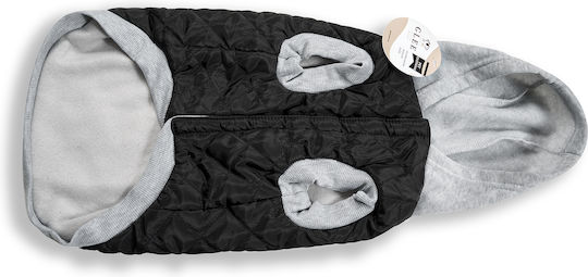 Glee Black Fleece / Waterproof Dog Coat with Hood with 45cm Back Length