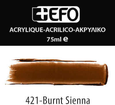 +Efo Acrylic Acrylic Paint Set in Brown color 421 Burnt Sienna 75ml 1pcs 388421