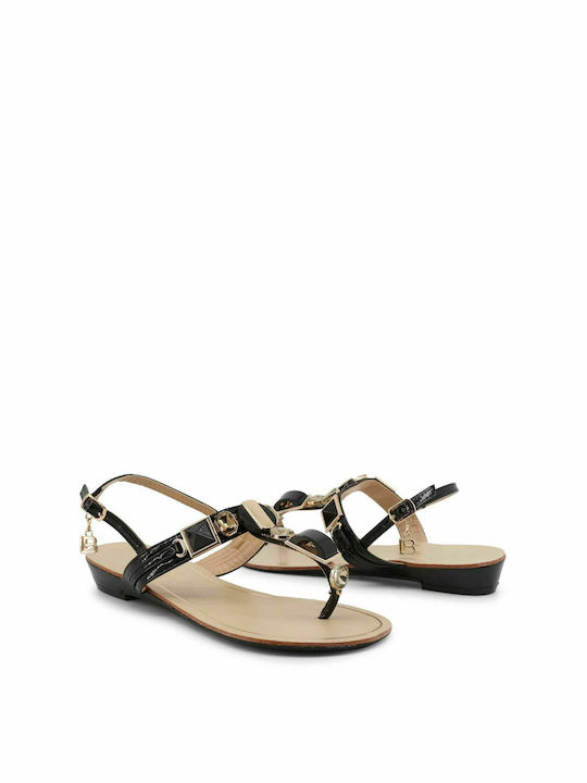 Laura Biagiotti Damen Flache Sandalen in Schwarz Farbe