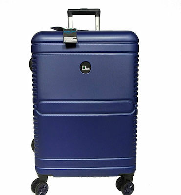 Rain Medium Travel Suitcase ABS Hard Navy Blue with 4 Wheels Height 65cm