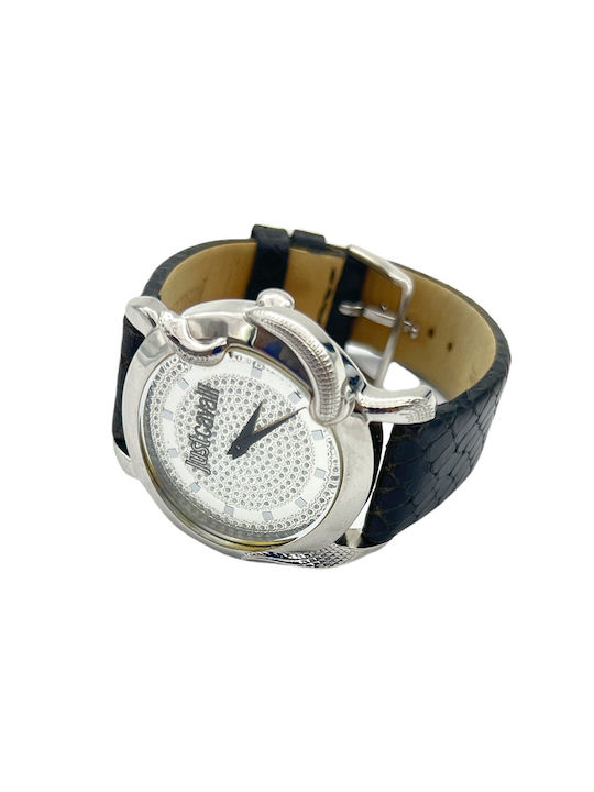 Just Cavalli Watch with Black Leather Strap