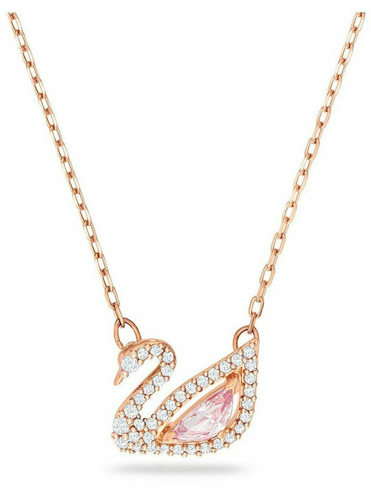 Swarovski Dazzling Swan Necklace with Pink Gold Plating